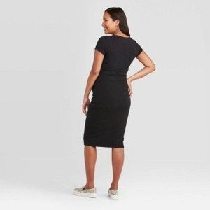 Short Sleeve T-Shirt Maternity Dress - Ingrid & Isabel Dark Black XS